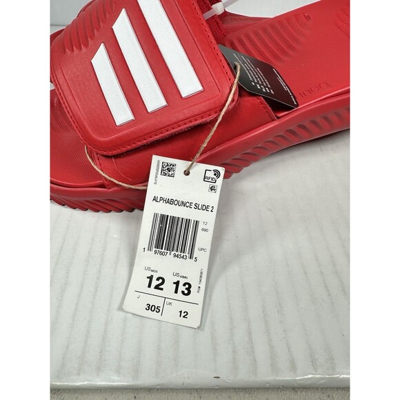 Size 12 Adidas Alphabounce Slide 2 Mens Red Slip On Sandals IE6422 Comfort NEW - Picture 7 of 7